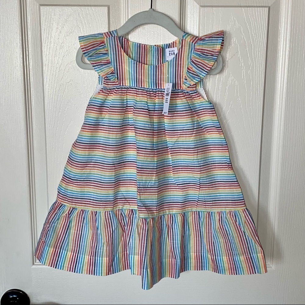 Gap Rainbow Striped Ruffle Dress - NEW!🌈 - Picture 11 of 11